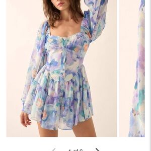 Princess Bright Bouquet Floral Chiffon Romper Dress NWT